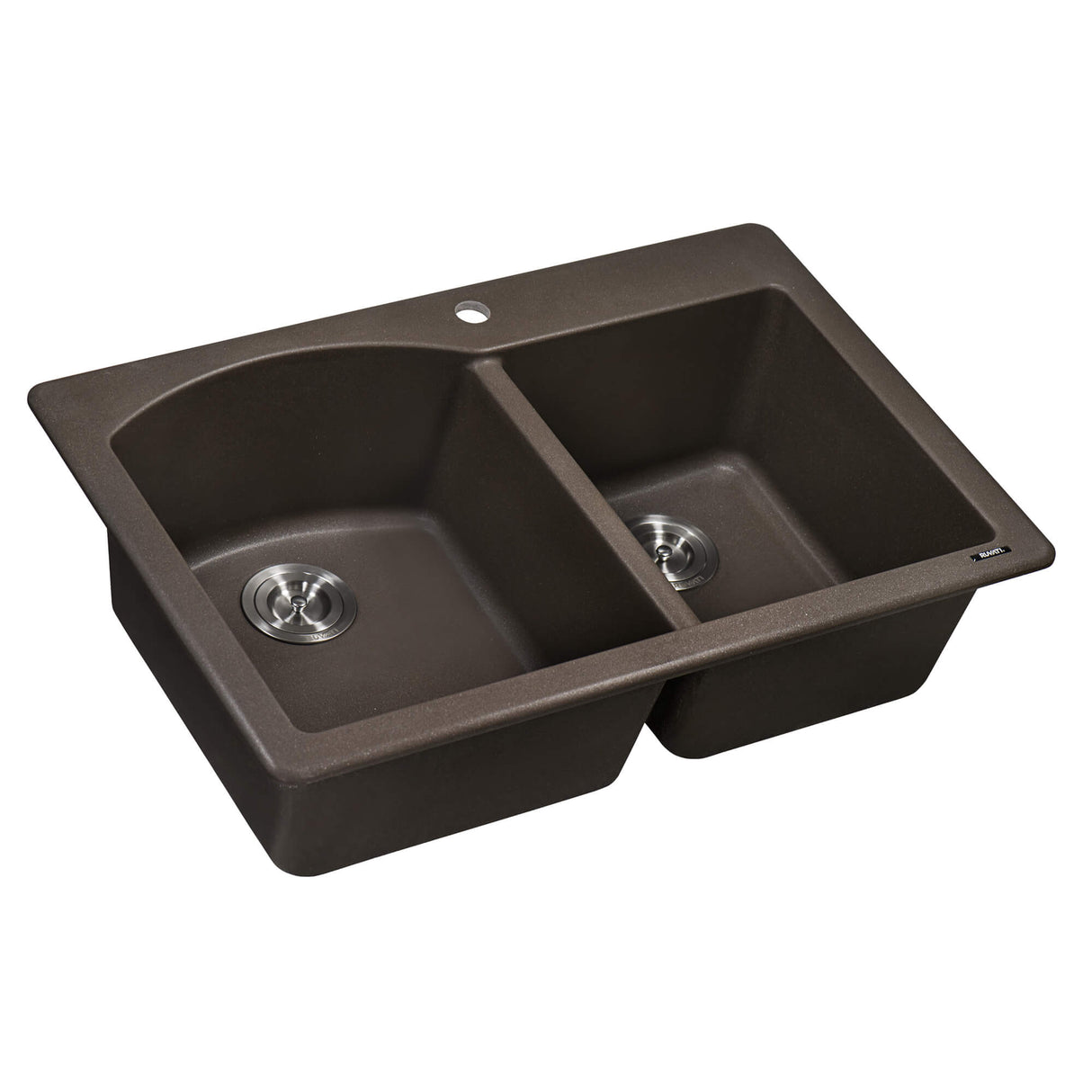 Ruvati 33 x 22 inch epiGranite Dual-Mount Granite Composite Double Bowl Kitchen Sink - Espresso Brown - RVG1344ES