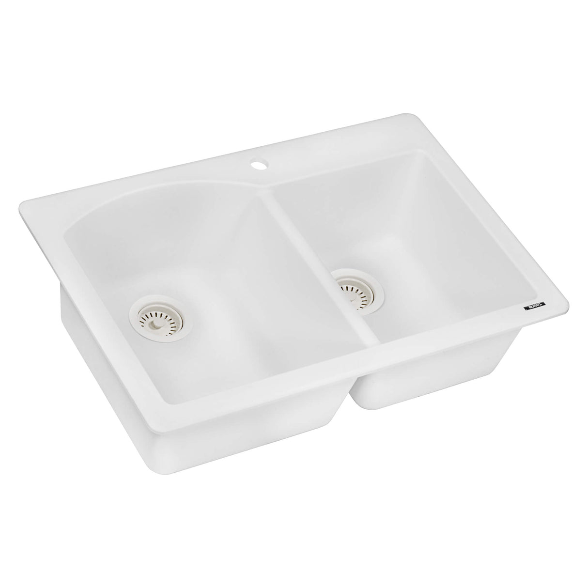 Ruvati 33 x 22 inch epiGranite Dual-Mount Granite Composite Double Bowl Kitchen Sink - Arctic White - RVG1344WH