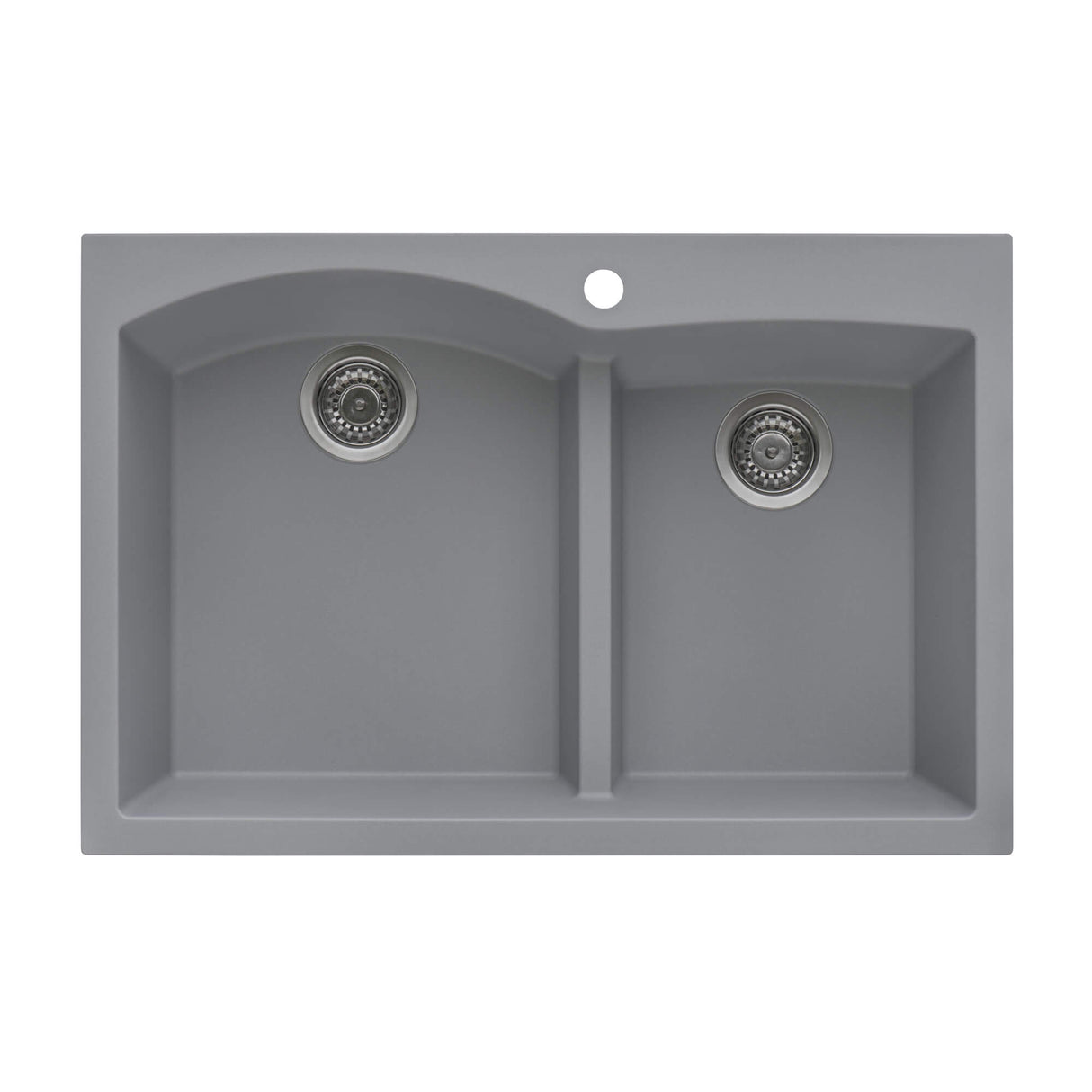 Ruvati 33 x 22 inch epiGranite Drop-in Topmount Granite Composite Double Bowl Kitchen Sink - Silver Gray - RVG1345GR