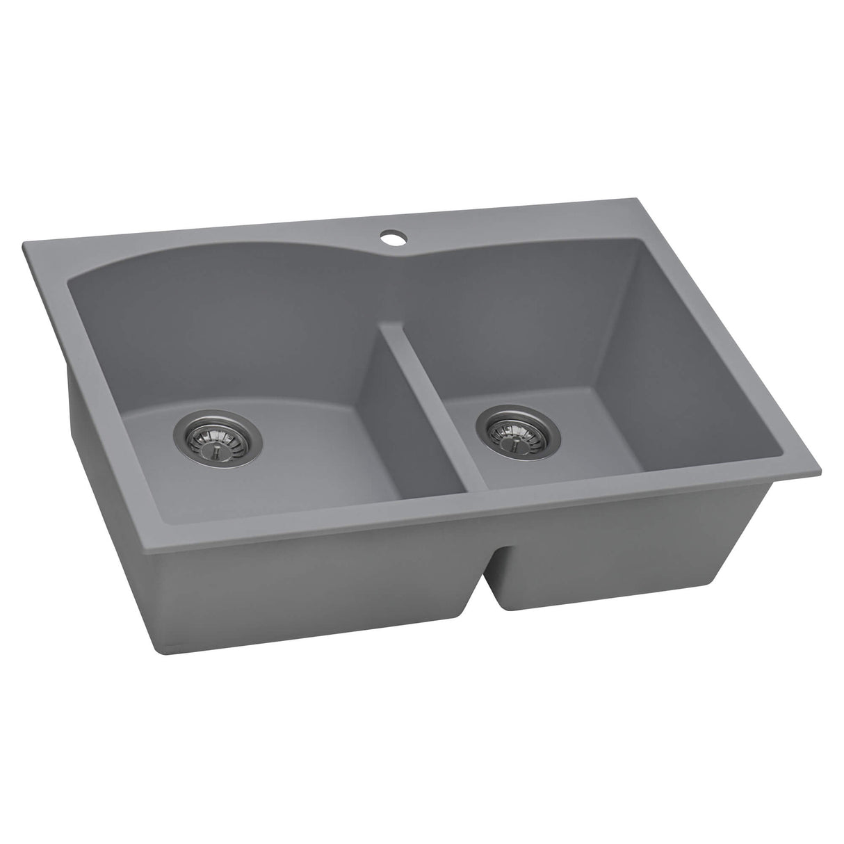 Ruvati 33 x 22 inch epiGranite Drop-in Topmount Granite Composite Double Bowl Kitchen Sink - Silver Gray - RVG1345GR
