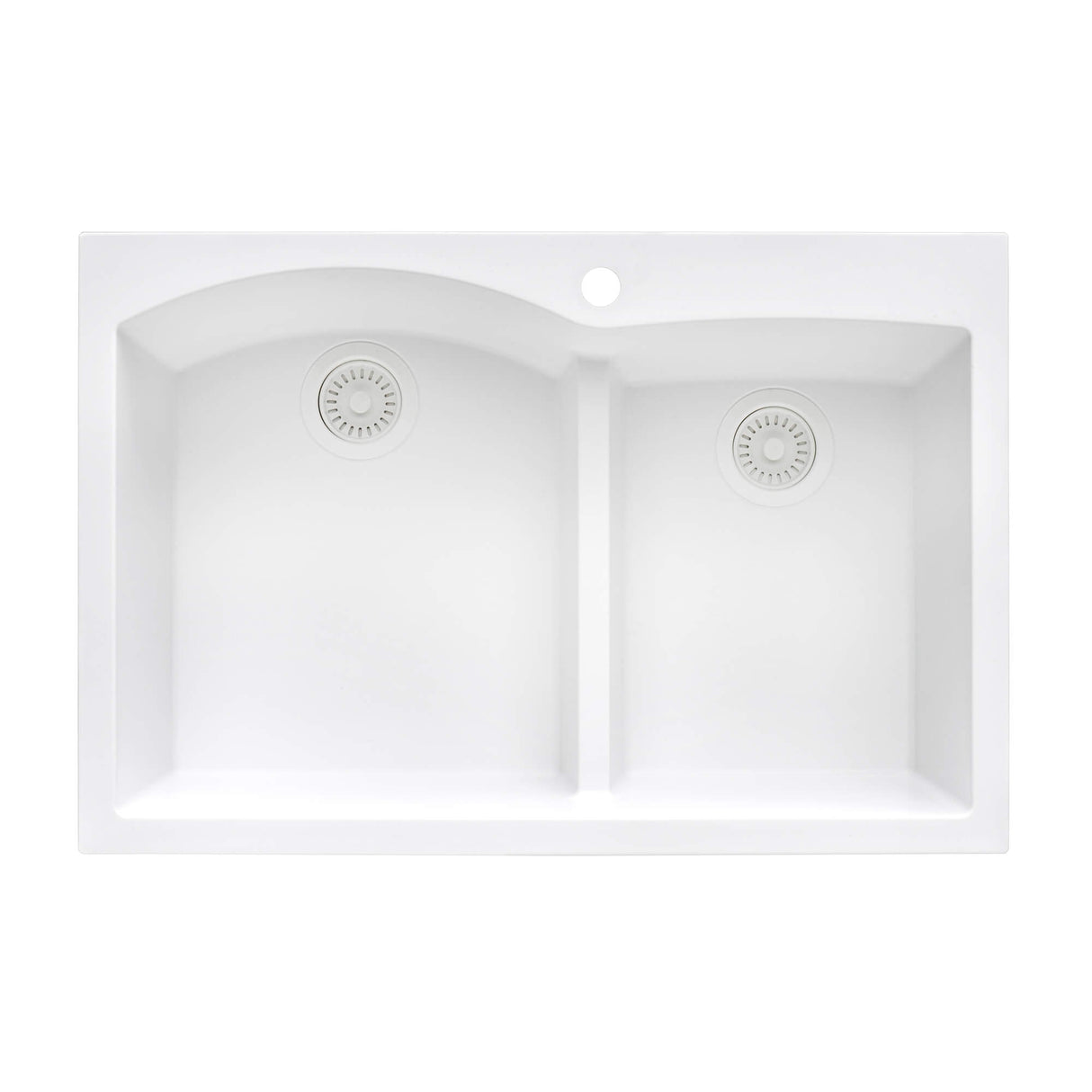 Ruvati 33 x 22 inch epiGranite Drop-in Topmount Granite Composite Double Bowl Kitchen Sink - White - RVG1345WH
