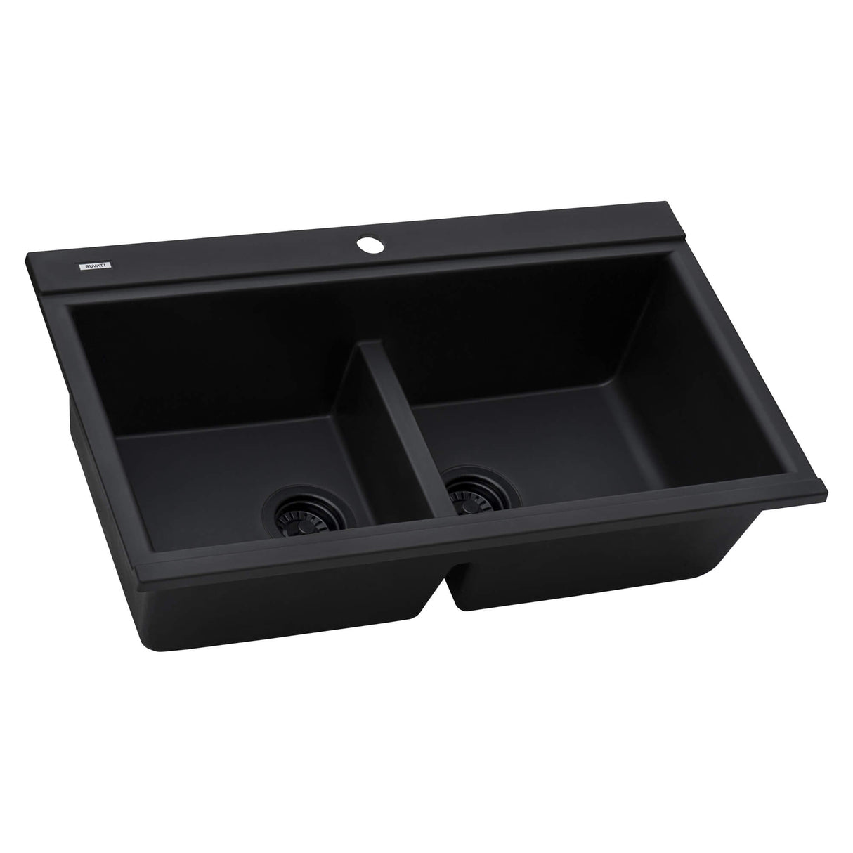 Ruvati 34 inch epiGranite Topmount Workstation Ledge Granite Composite Kitchen Sink - Midnight Black - RVG1350BK