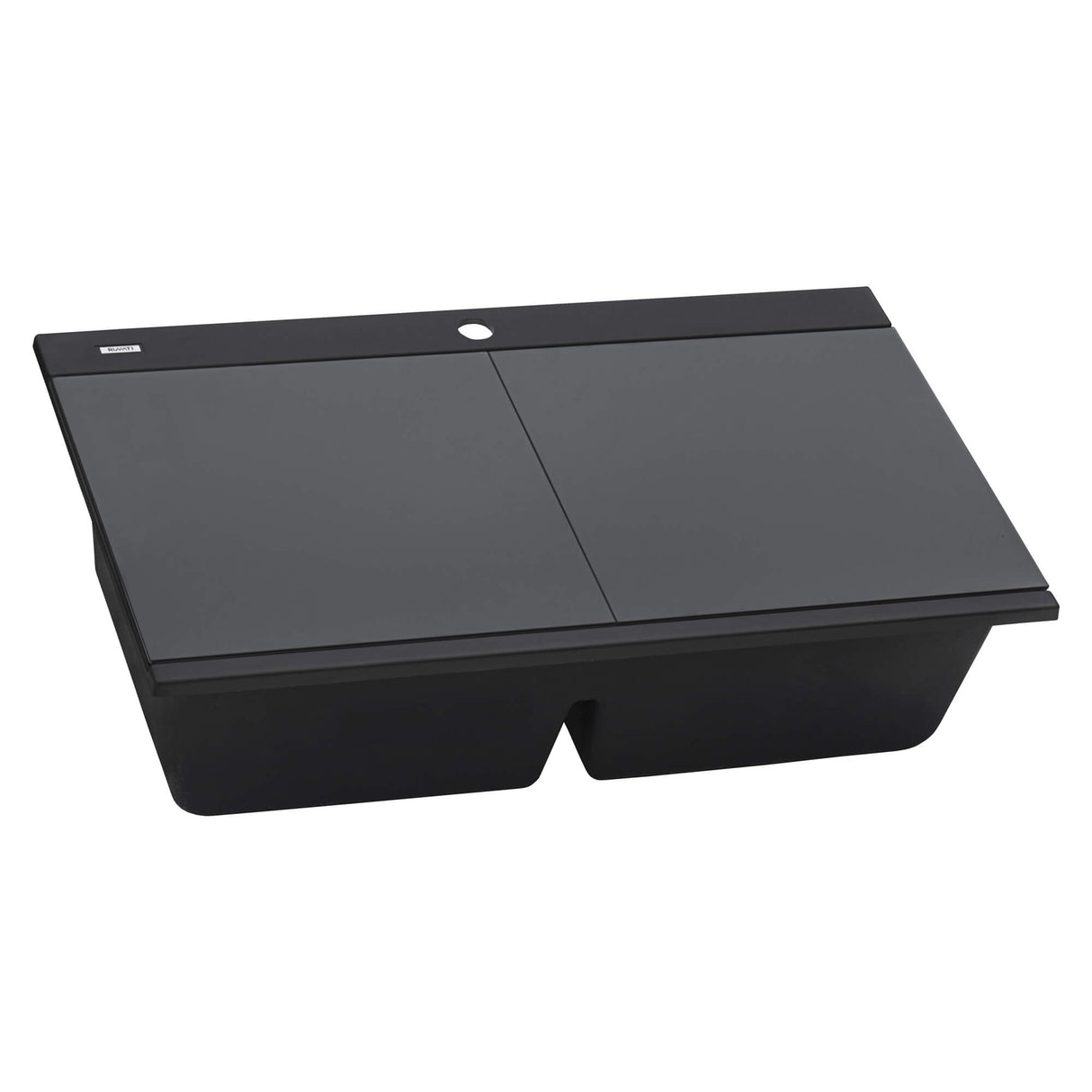 Ruvati 34 inch epiGranite Topmount Workstation Ledge Granite Composite Kitchen Sink - Midnight Black - RVG1350BK