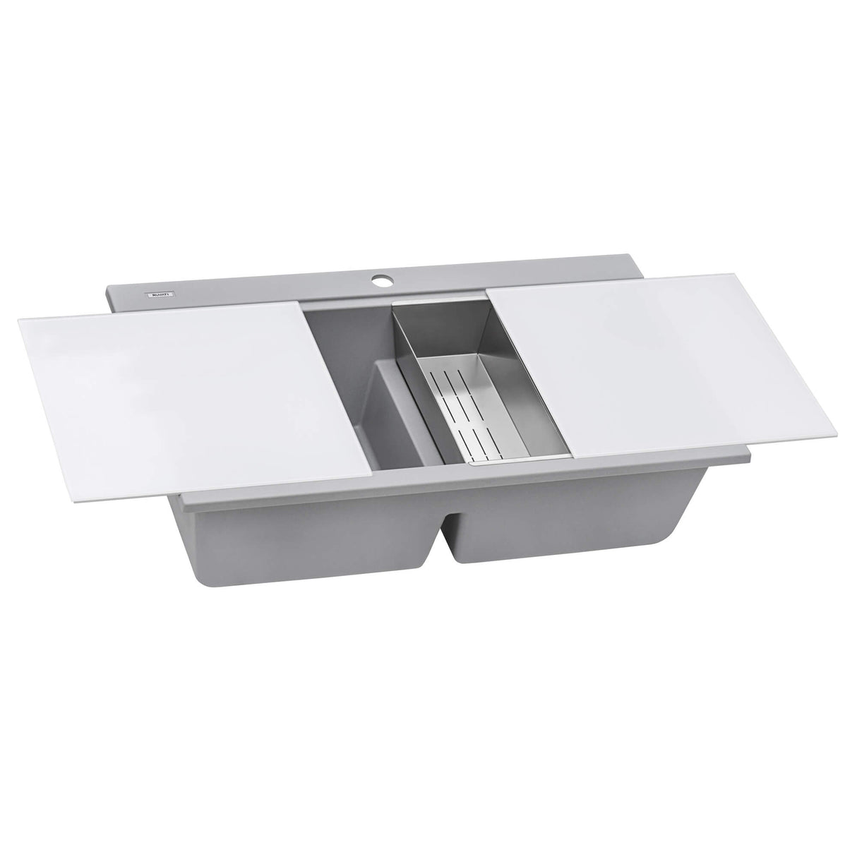 Ruvati 34 inch epiGranite Topmount Workstation Ledge Granite Composite Kitchen Sink - Silver Gray - RVG1350GR