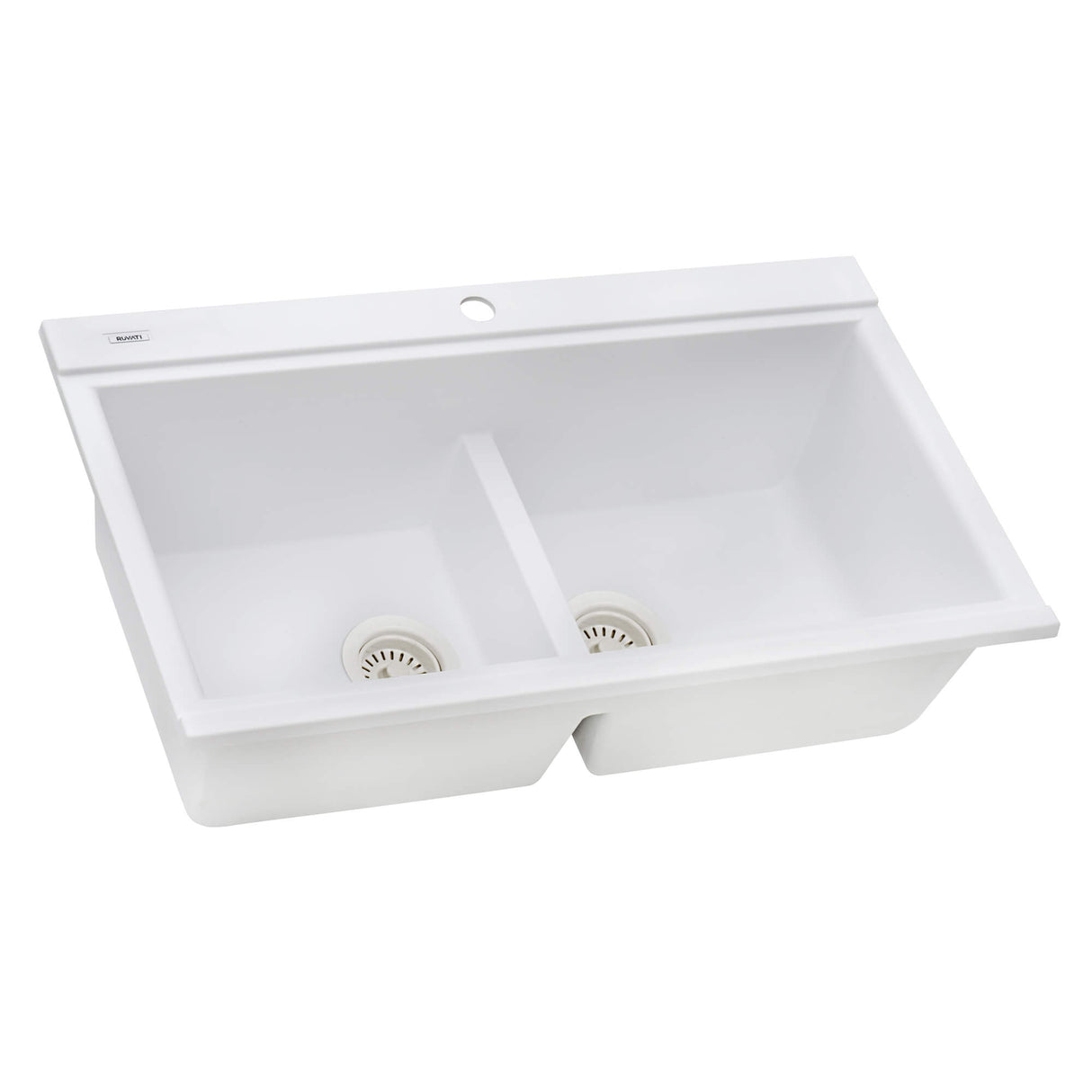 Ruvati 34 inch epiGranite Topmount Workstation Ledge Granite Composite Kitchen Sink - Arctic White - RVG1350WH