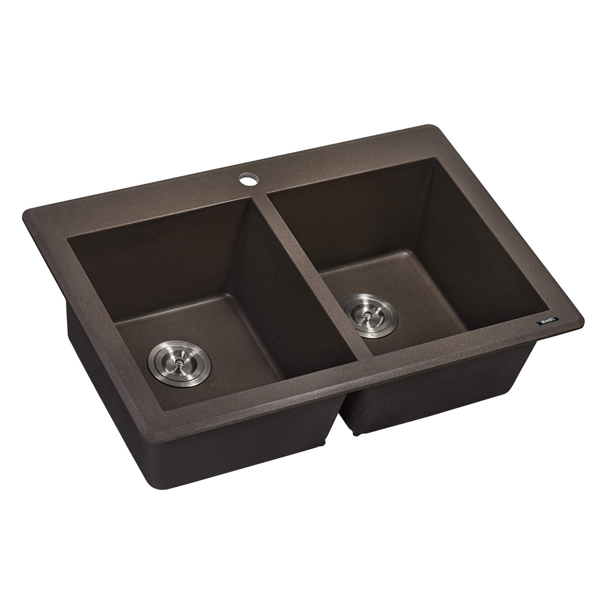 Ruvati 33 x 22 inch epiGranite Topmount Granite Composite Double Bowl Kitchen Sink - Espresso Brown - RVG1388ES