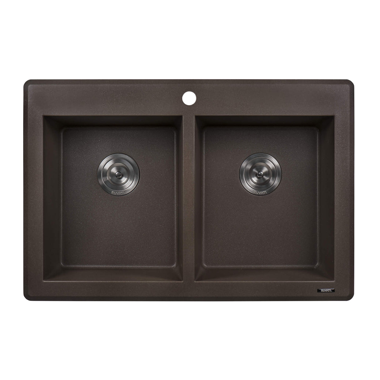 Ruvati 33 x 22 inch epiGranite Topmount Granite Composite Double Bowl Kitchen Sink - Espresso Brown - RVG1388ES