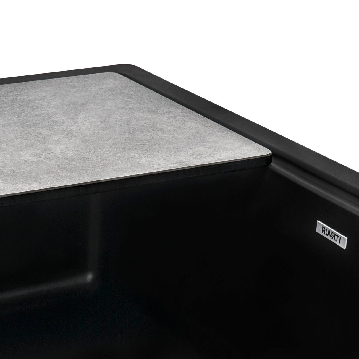 Ruvati 33-inch Matte Black Granite Farmhouse Workstation Apron-front Composite Kitchen Sink - RVG1533BK