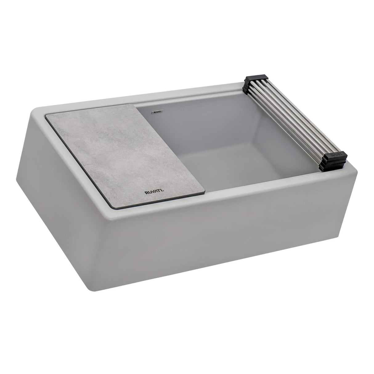 Ruvati 33-inch Matte Gray Granite Farmhouse Workstation Apron-front Composite Kitchen Sink - RVG1533GR