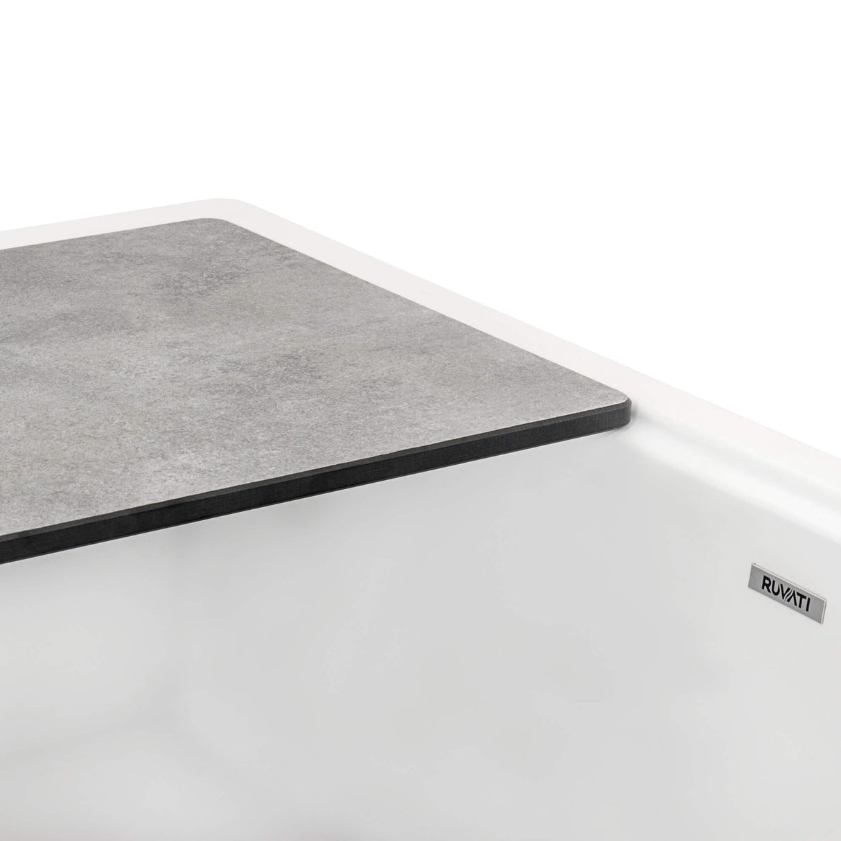 Ruvati 33-inch Matte White Granite Farmhouse Workstation Apron-front Composite Kitchen Sink - RVG1533WH