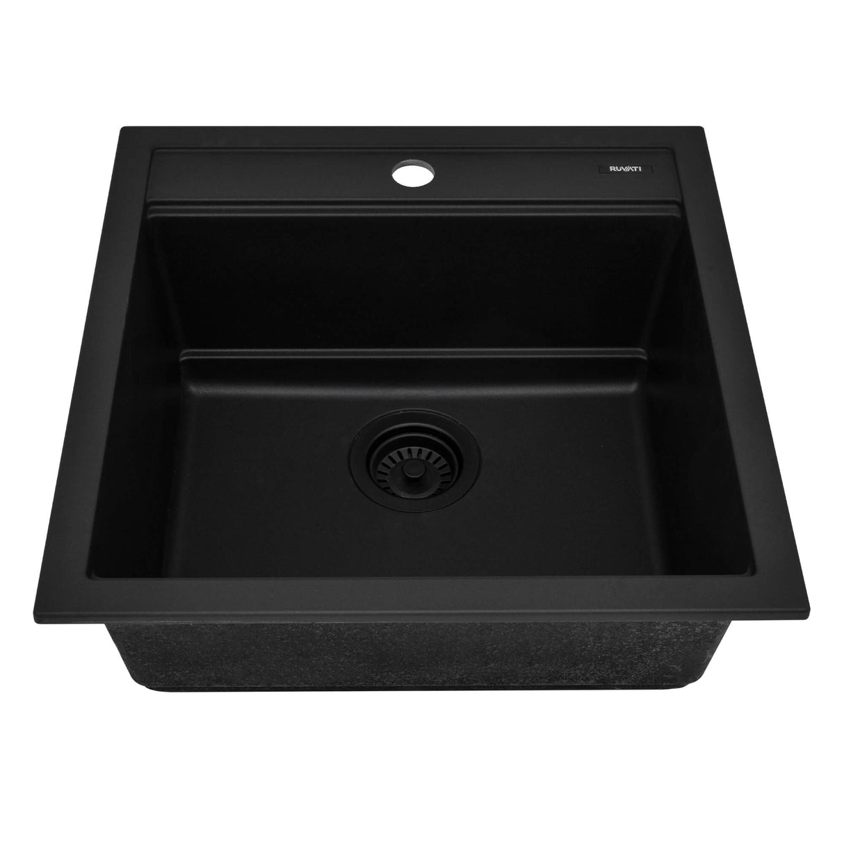 Ruvati 20-inch epiCube Granite Composite Workstation Matte Black Drop-in Topmount Wet Bar Prep Sink - RVG1620BK