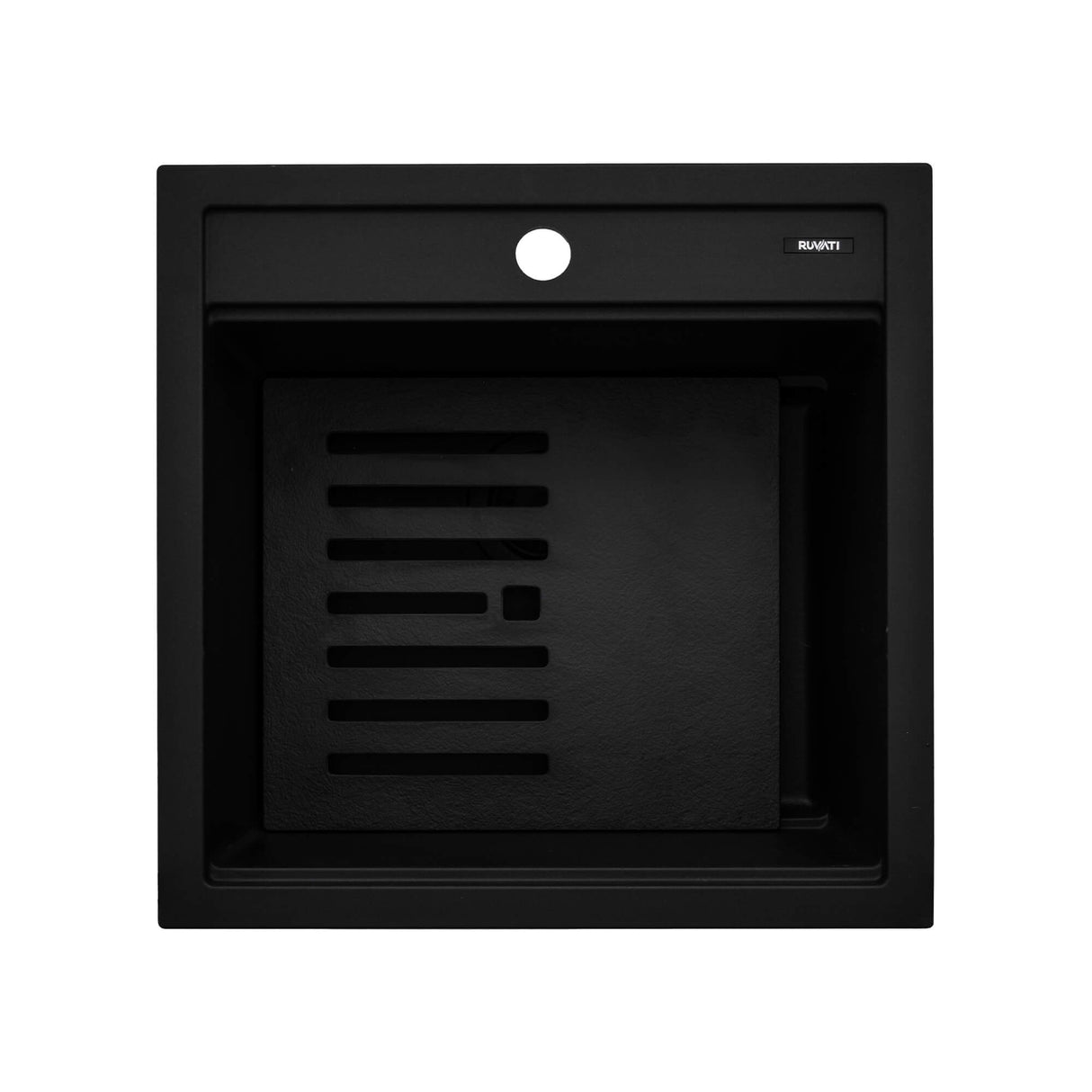 Ruvati 20-inch epiCube Granite Composite Workstation Matte Black Drop-in Topmount Wet Bar Prep Sink - RVG1620BK