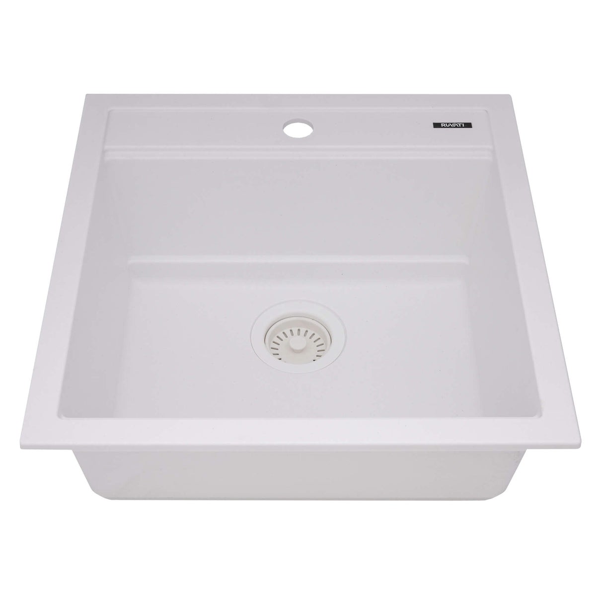 Ruvati 20-inch epiCube Granite Composite Workstation Drop-in Topmount Wet Bar Prep Sink Matte White - RVG1620WH