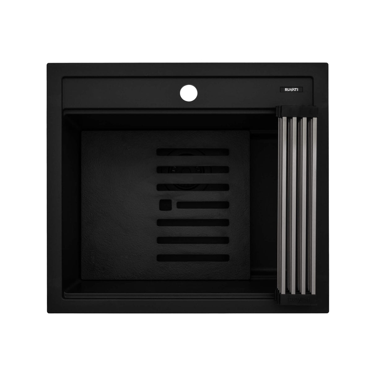 Ruvati 23-inch epiCube Granite Composite Workstation Matte Black Drop-in Topmount Wet Bar Prep Sink - RVG1622BK