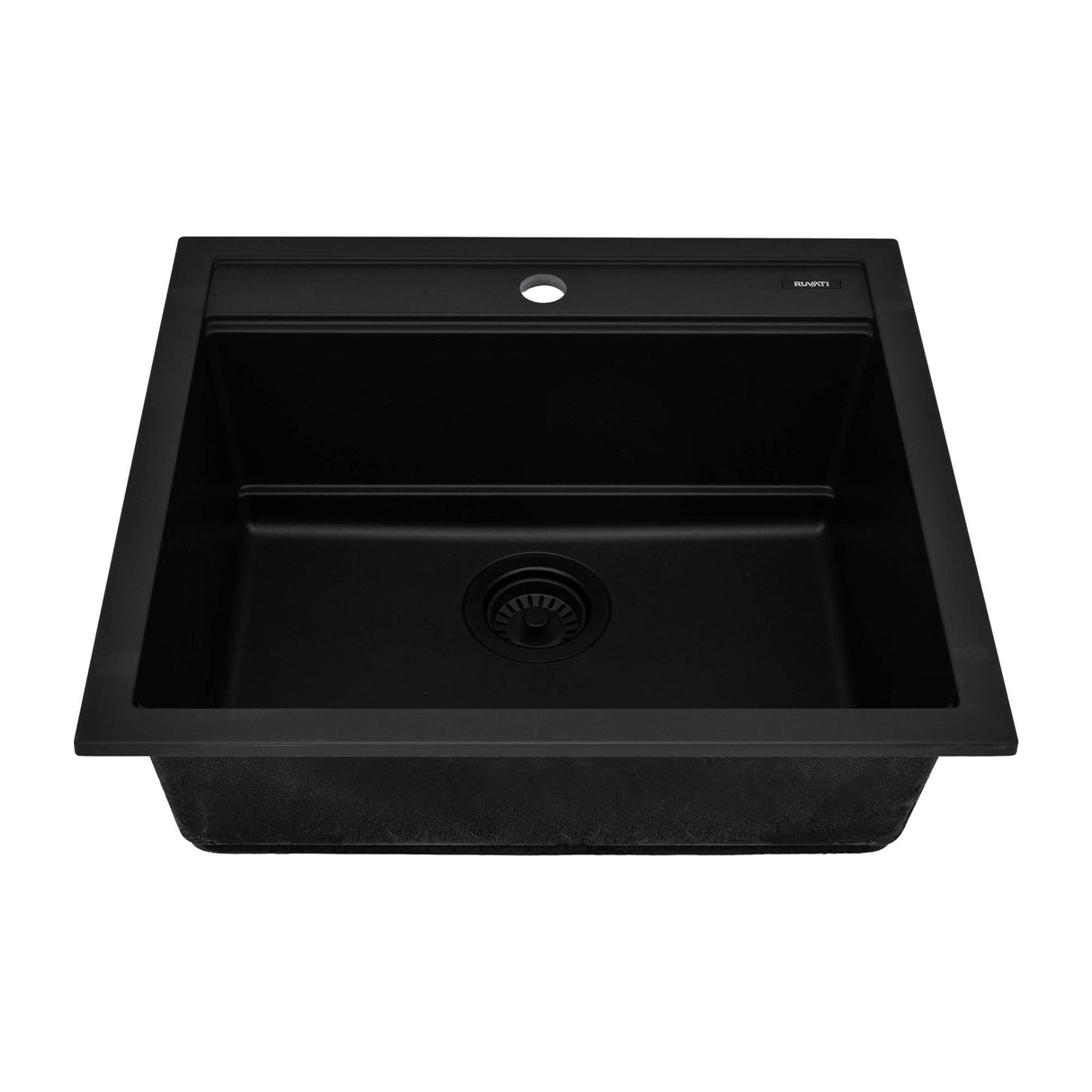 Ruvati 23-inch epiCube Granite Composite Workstation Matte Black Drop-in Topmount Wet Bar Prep Sink - RVG1622BK