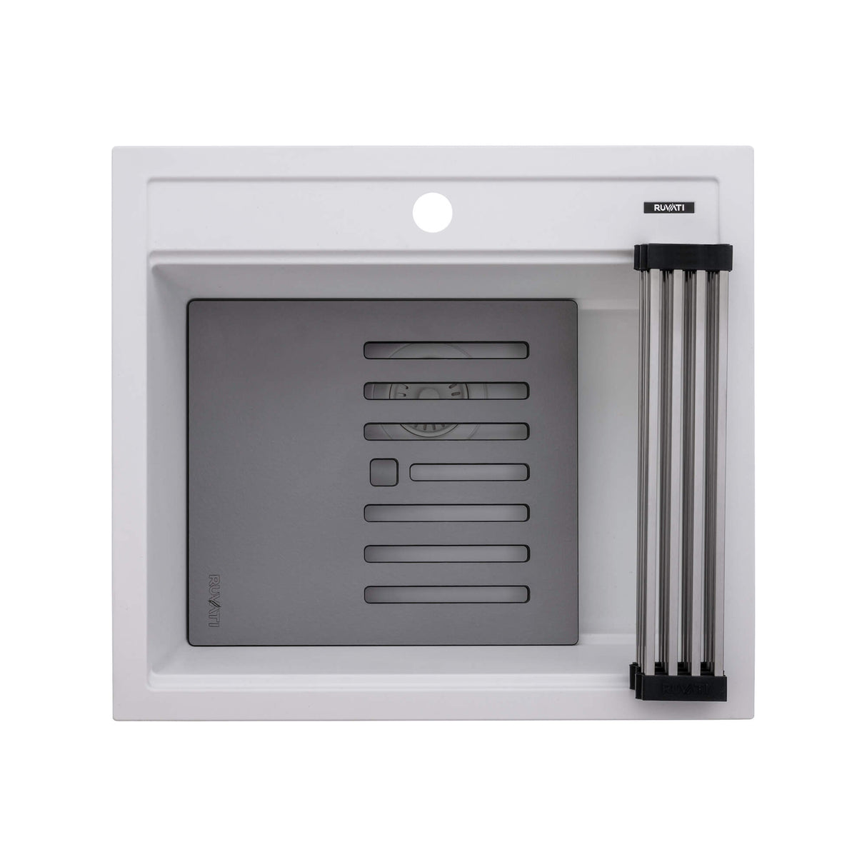 Ruvati 23-inch epiCube Granite Composite Workstation Drop-in Topmount Wet Bar Prep Sink Matte White - RVG1622WH