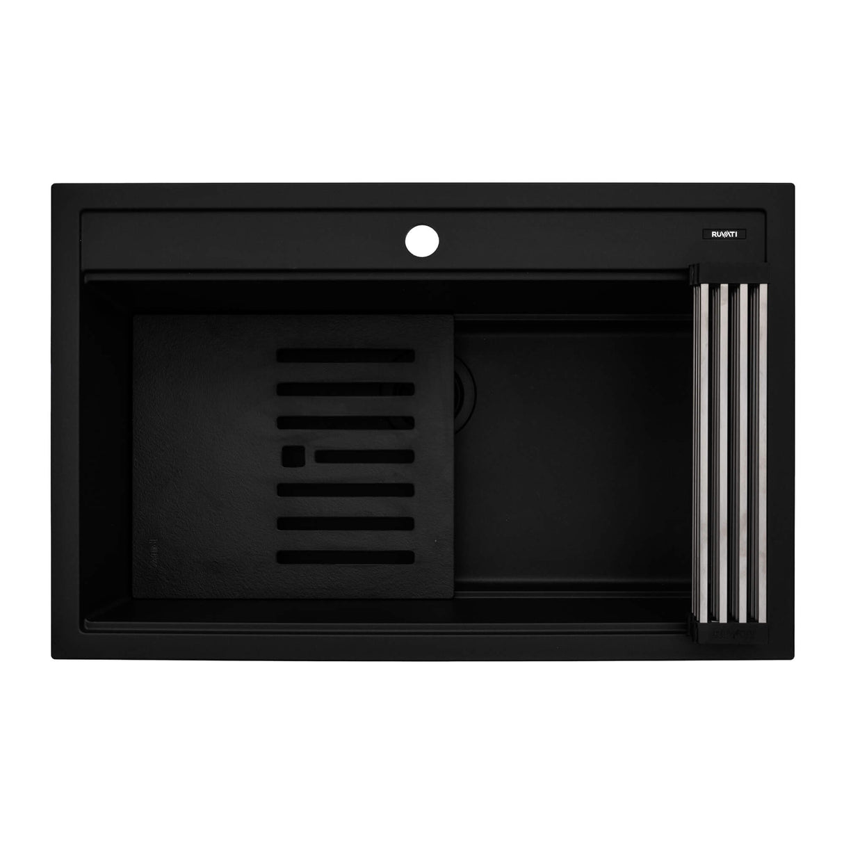 Ruvati 31-inch epiCube Granite Composite Workstation Matte Black Drop-in Topmount Kitchen Sink - RVG1631BK