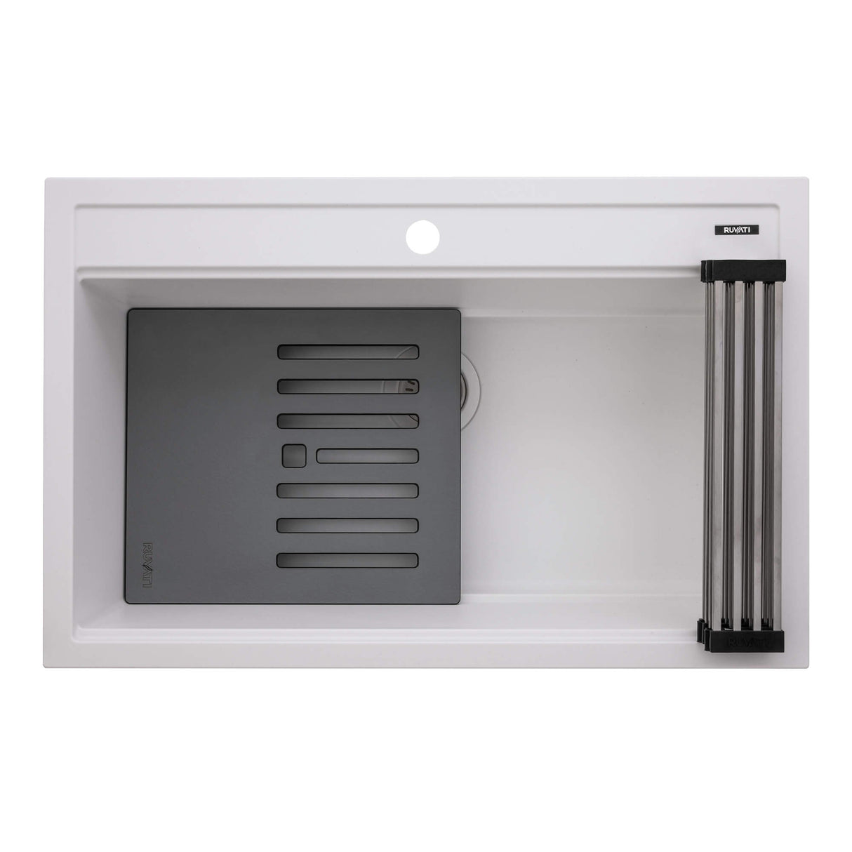 Ruvati 31-inch epiCube Granite Composite Workstation Drop-in Topmount Kitchen Sink Matte White - RVG1631WH