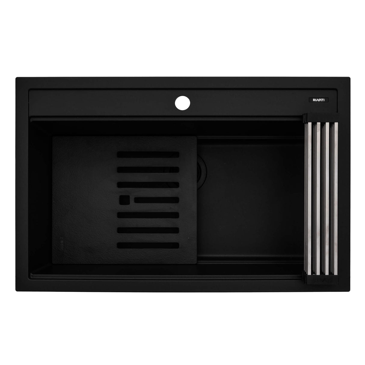 Ruvati 34-inch epiCube Granite Composite Workstation Matte Black Drop-in Topmount Kitchen Sink - RVG1634BK