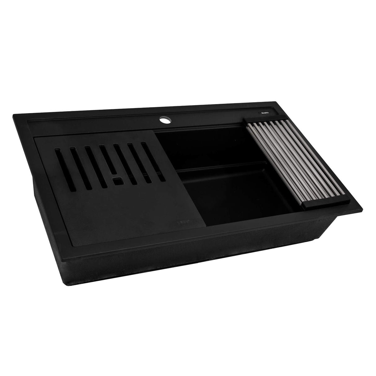 Ruvati 34-inch epiCube Granite Composite Workstation Matte Black Drop-in Topmount Kitchen Sink - RVG1634BK