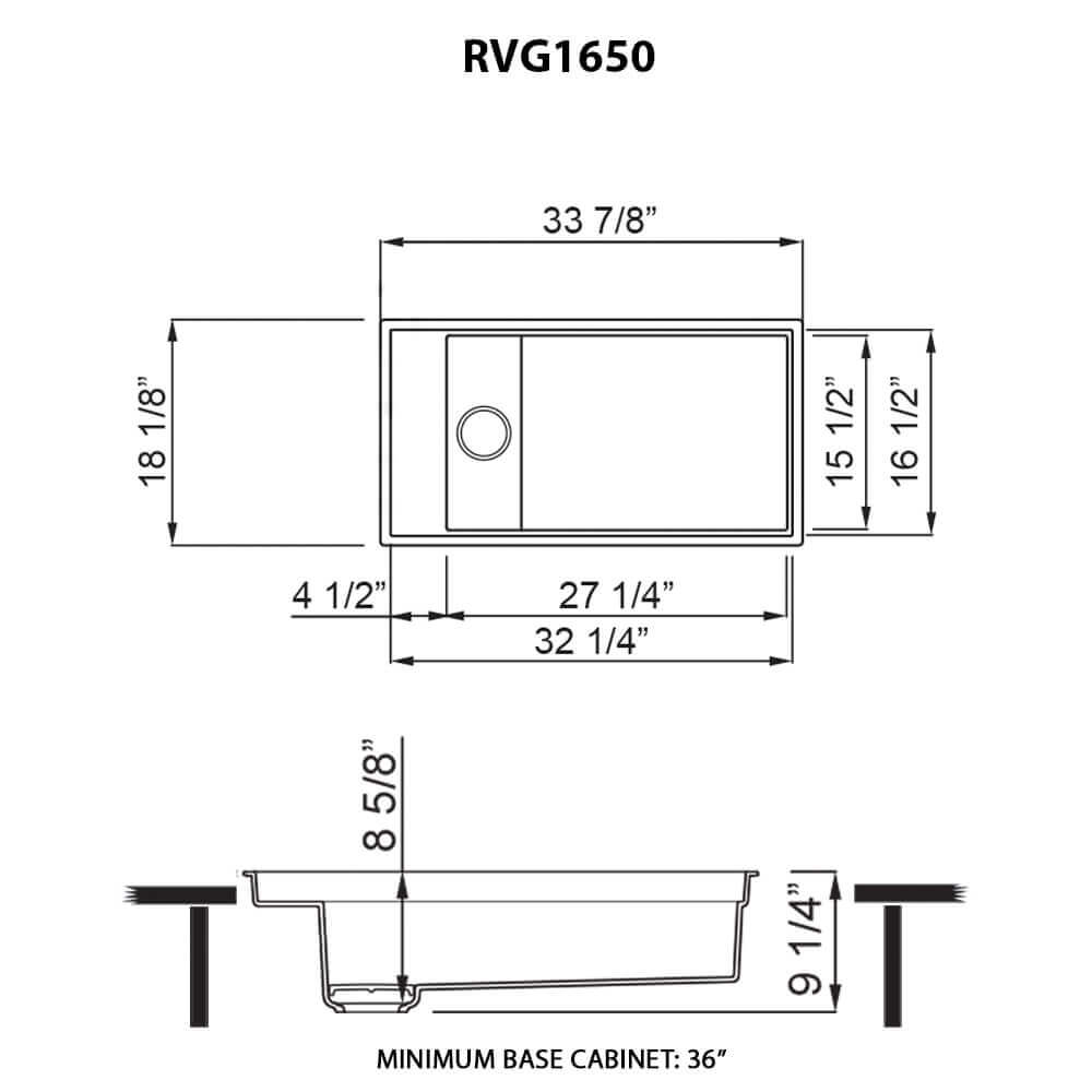 Ruvati 18 x 34 inch Granite Composite Workstation Kitchen Sink epiStage Dual Mount Single Bowl - White - RVG1650WH