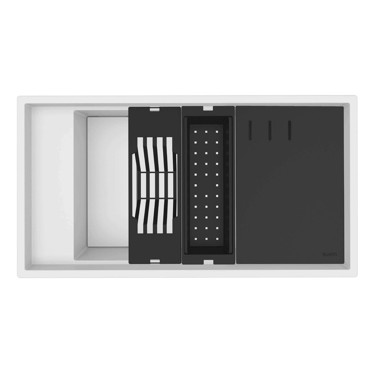 Ruvati 18 x 34 inch Granite Composite Workstation Kitchen Sink epiStage Dual Mount Single Bowl - White - RVG1650WH