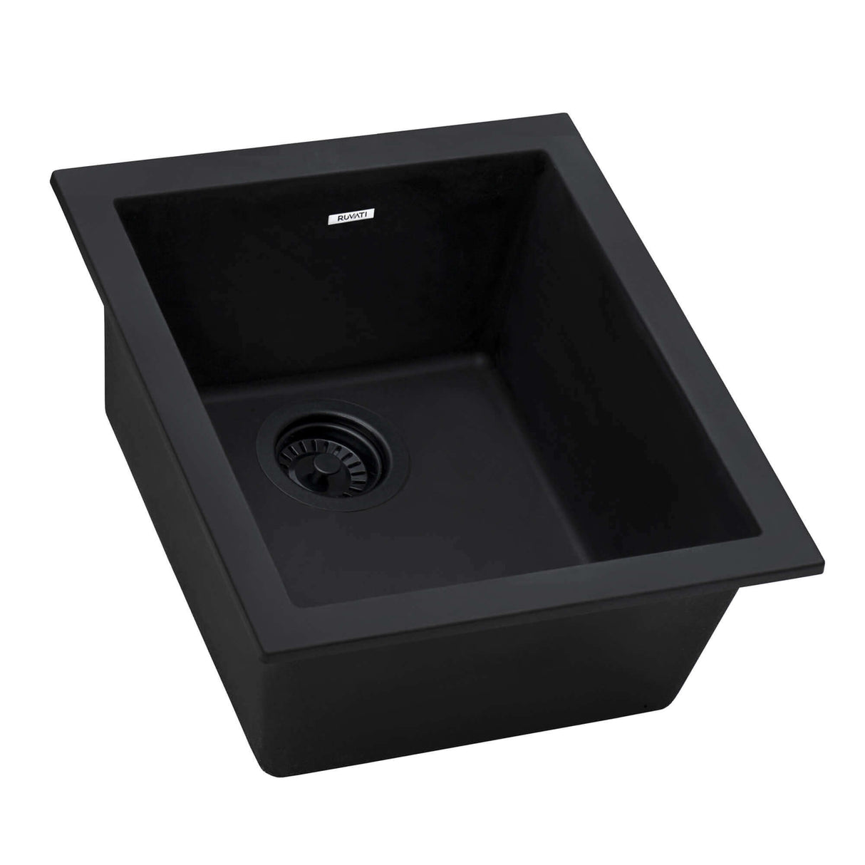 Ruvati 15 x 17 inch Granite Composite Undermount Single Bowl Wet Bar Prep Sink - Midnight Black - RVG2016BK