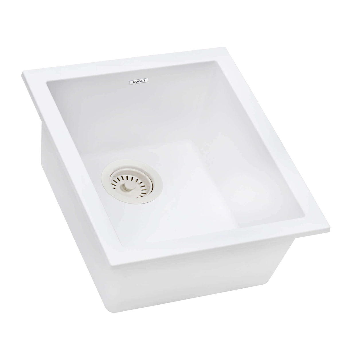 Ruvati 15 x 17 inch Granite Composite Undermount Single Bowl Wet Bar Prep Sink - Arctic White - RVG2016WH