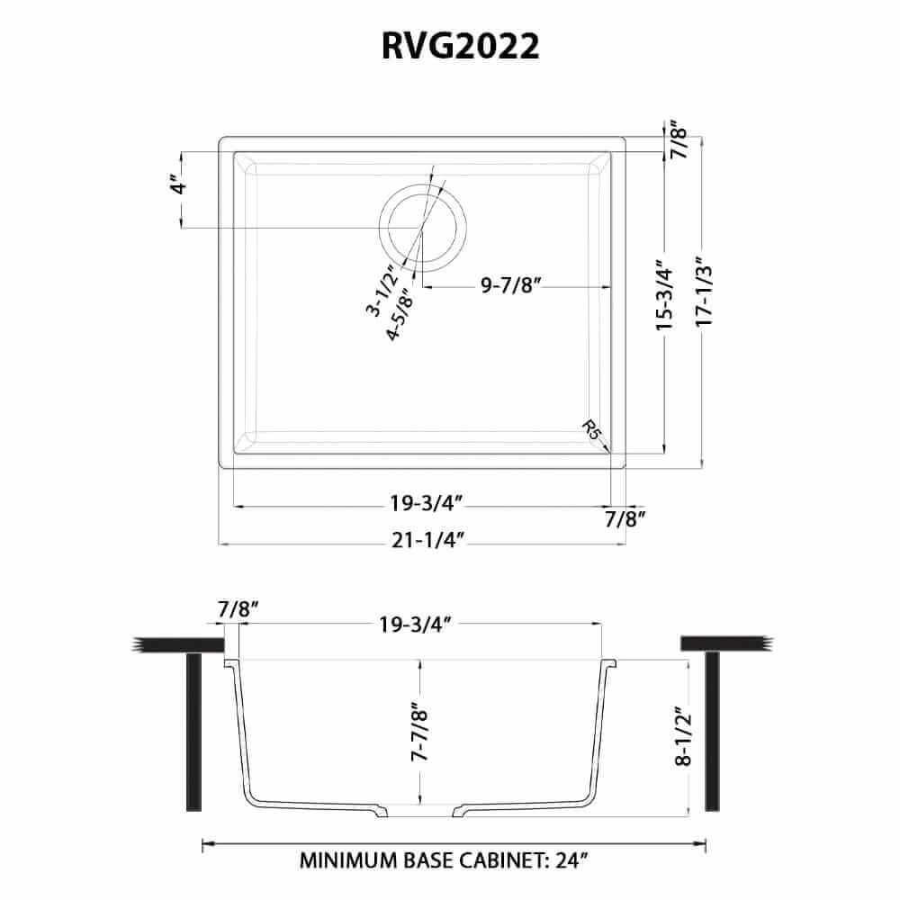 Ruvati 21 x 17 inch Granite Composite Undermount Single Bowl Wet Bar Prep Sink - Arctic White - RVG2022WH