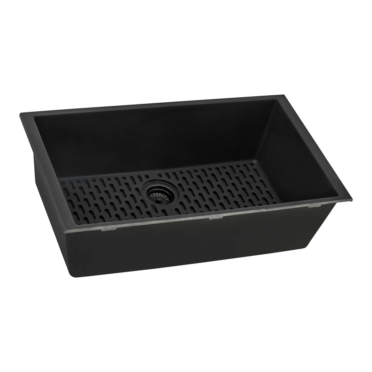 Ruvati 27 x 18 inch Granite Composite Undermount Single Bowl Kitchen Sink - Midnight Black - RVG2027BK