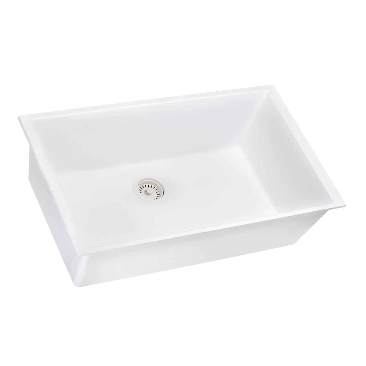 Ruvati 27 x 18 inch Granite Composite Undermount Single Bowl Kitchen Sink - Arctic White - RVG2027WH