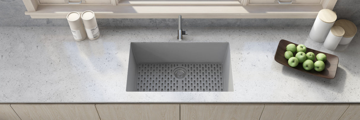 Ruvati 30 x 18 inch Granite Composite Undermount Single Bowl Kitchen Sink - Silver Gray - RVG2030GR