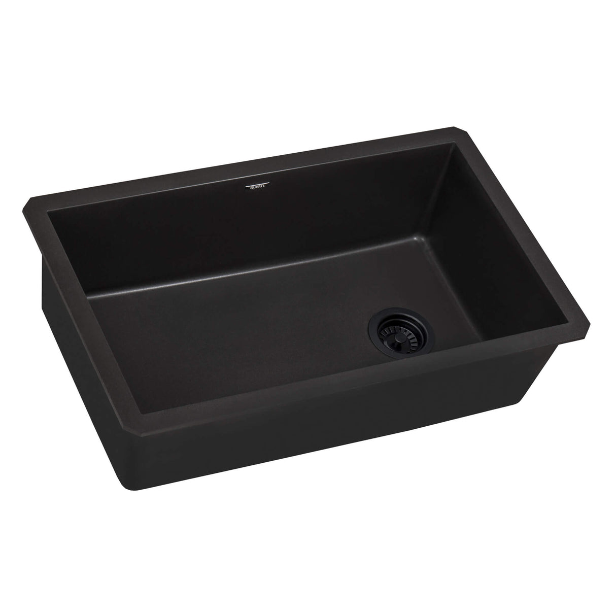 Ruvati 32 x 19 inch epiGranite Undermount Granite Composite Single Bowl Kitchen Sink - Midnight Black - RVG2033BK