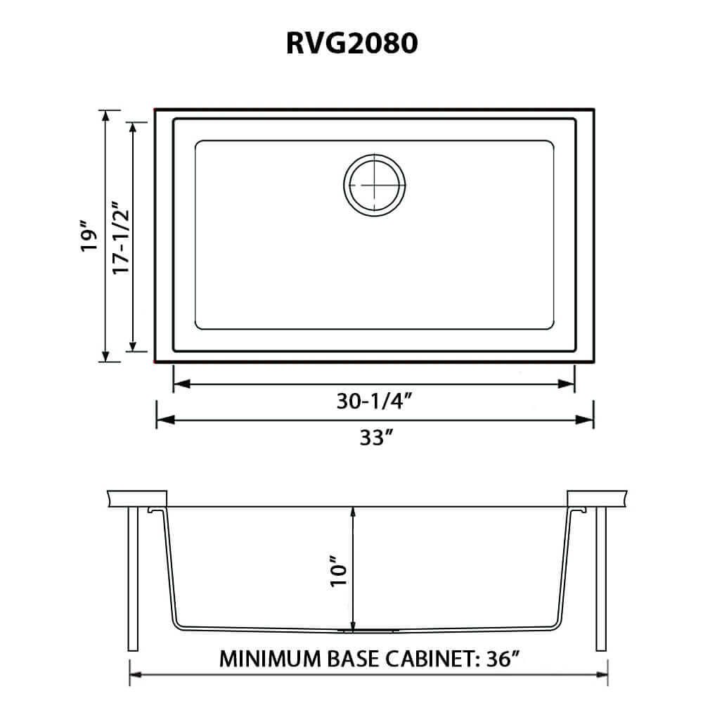 Ruvati 32 x 19 inch Granite Composite Undermount Single Bowl Kitchen Sink - Urban Gray - RVG2080UG