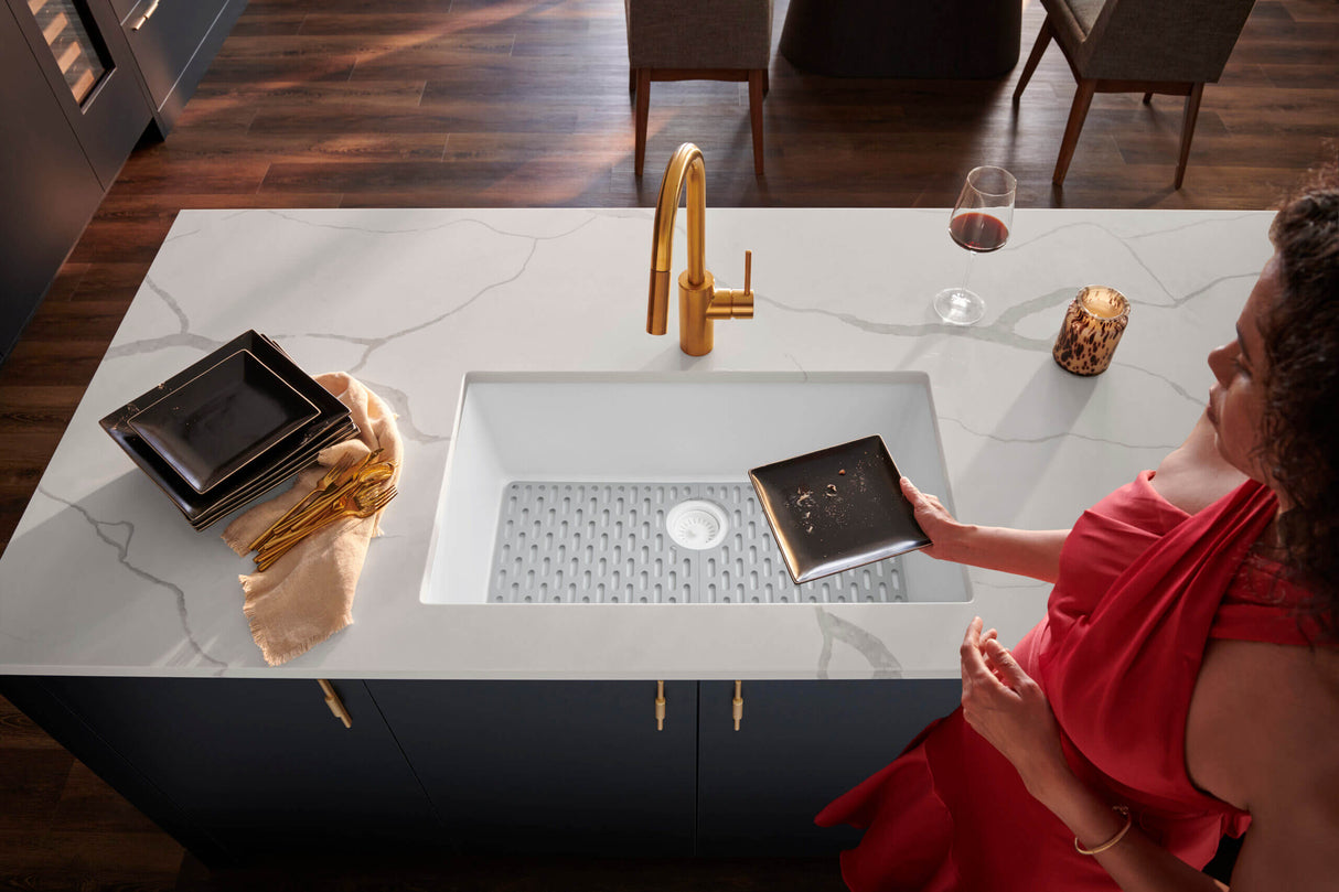 Ruvati 32 x 19 inch Granite Composite Undermount Single Bowl Kitchen Sink - Arctic White - RVG2080WH