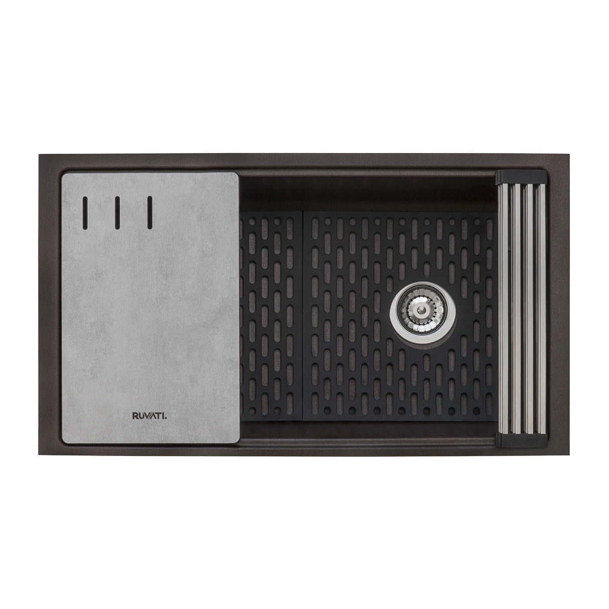 Ruvati 33-inch Granite Composite Undermount Workstation Kitchen Sink Coffee Brown - RVG2302ES