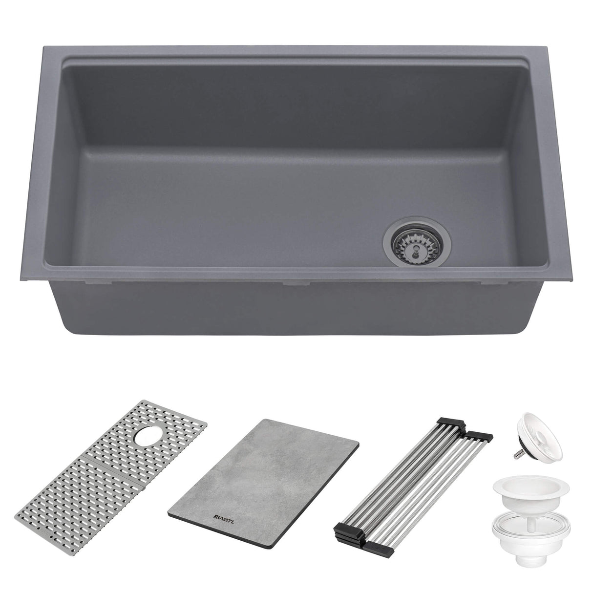 Ruvati 33-inch Undermount Workstation Granite Composite Kitchen Sink Urban Gray - RVG2302UG