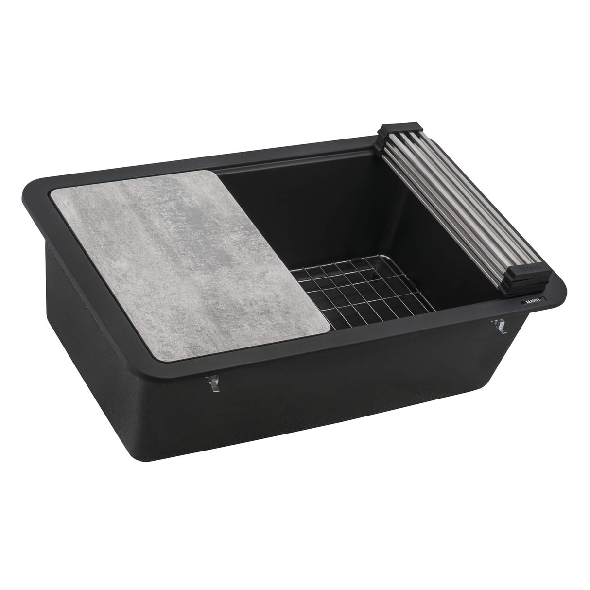 Ruvati 30-inch Granite Composite Workstation Matte Black Dual Mount Kitchen Sink - RVG2310BK