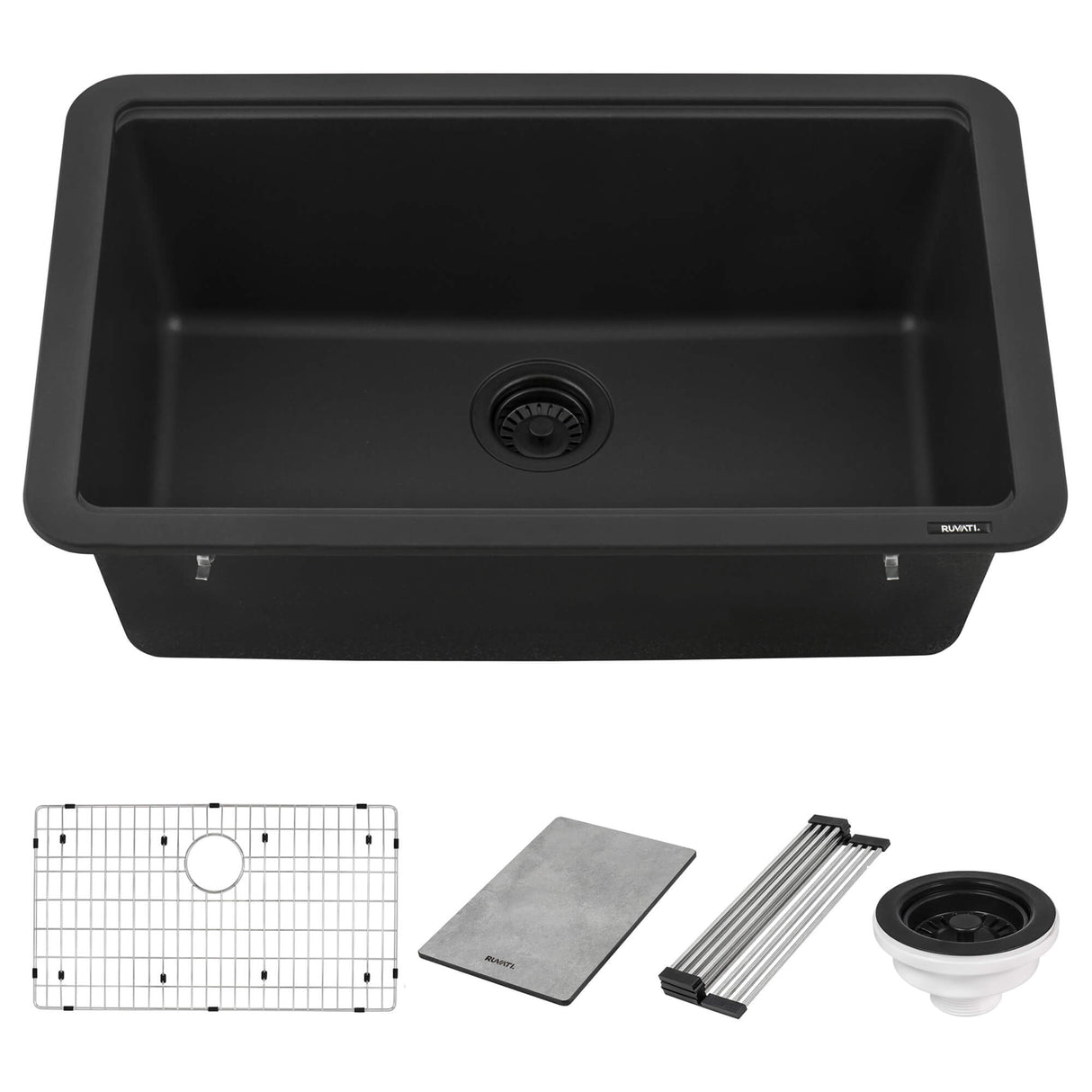 Ruvati 30-inch Granite Composite Workstation Matte Black Dual Mount Kitchen Sink - RVG2310BK