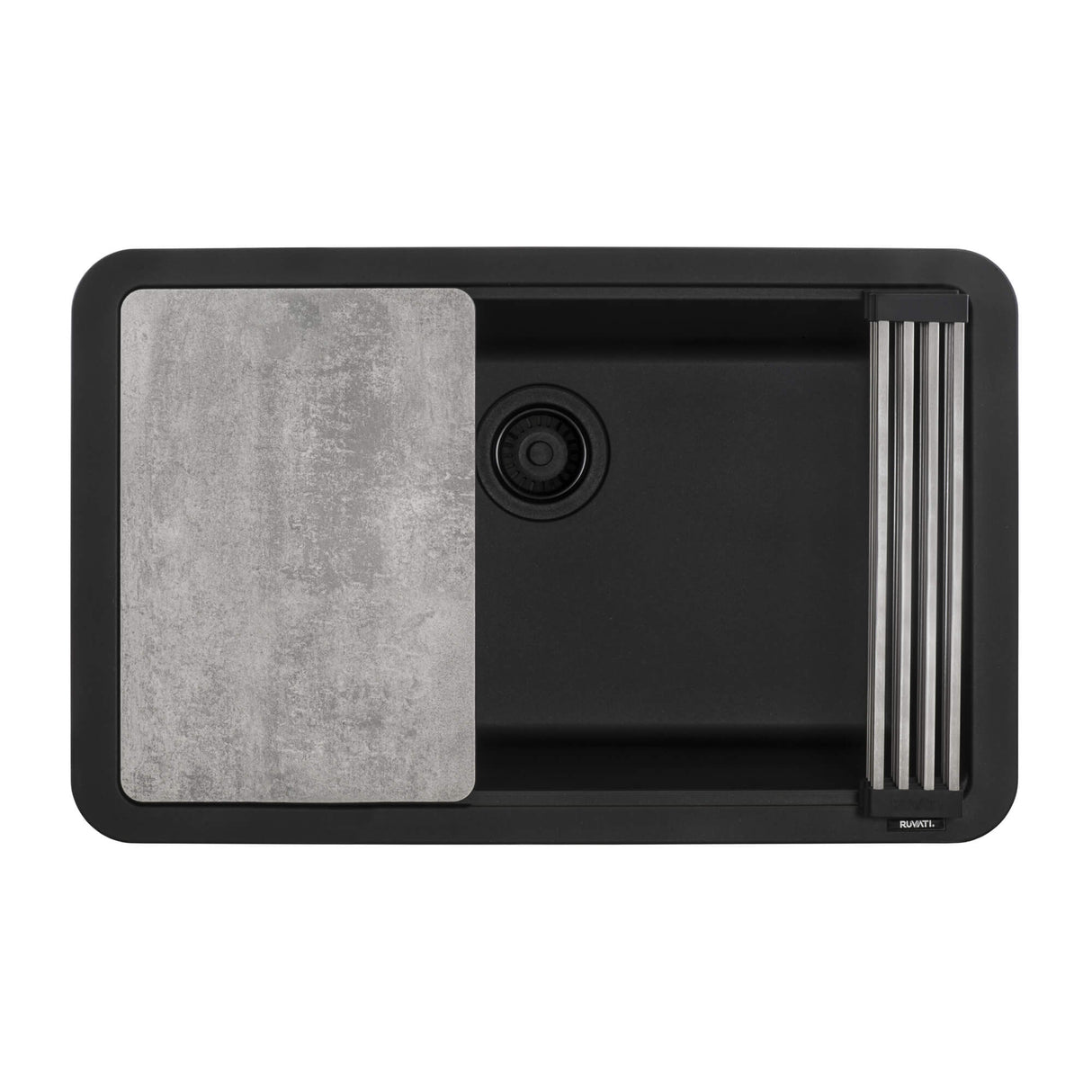 Ruvati 30-inch Granite Composite Workstation Matte Black Dual Mount Kitchen Sink - RVG2310BK