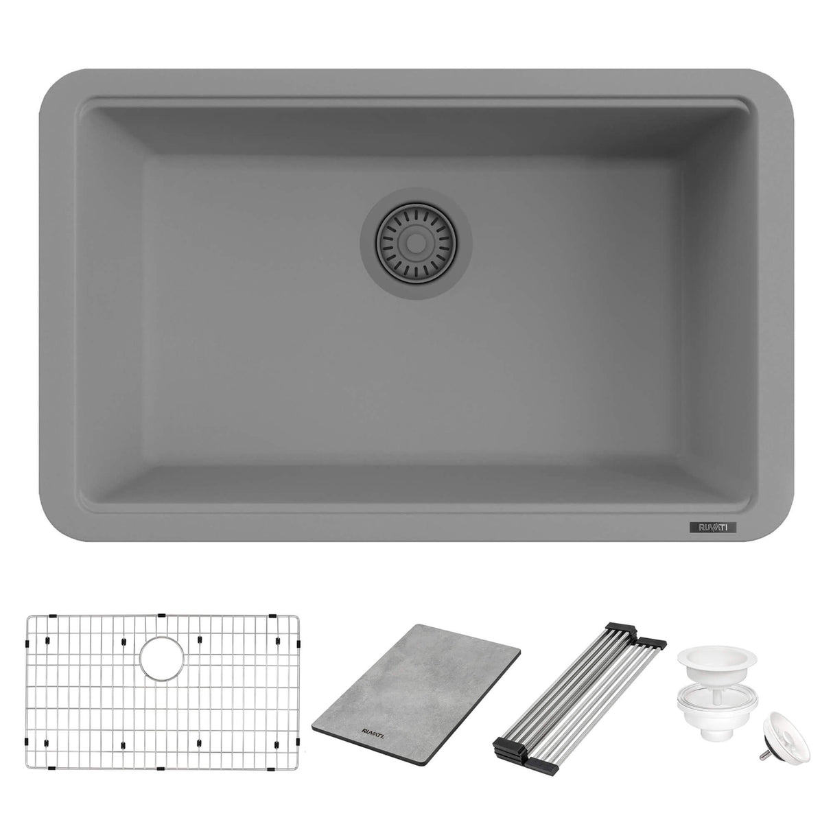 Ruvati 30-inch Granite Composite Workstation Urban Gray Dual Mount Kitchen Sink - RVG2310UG