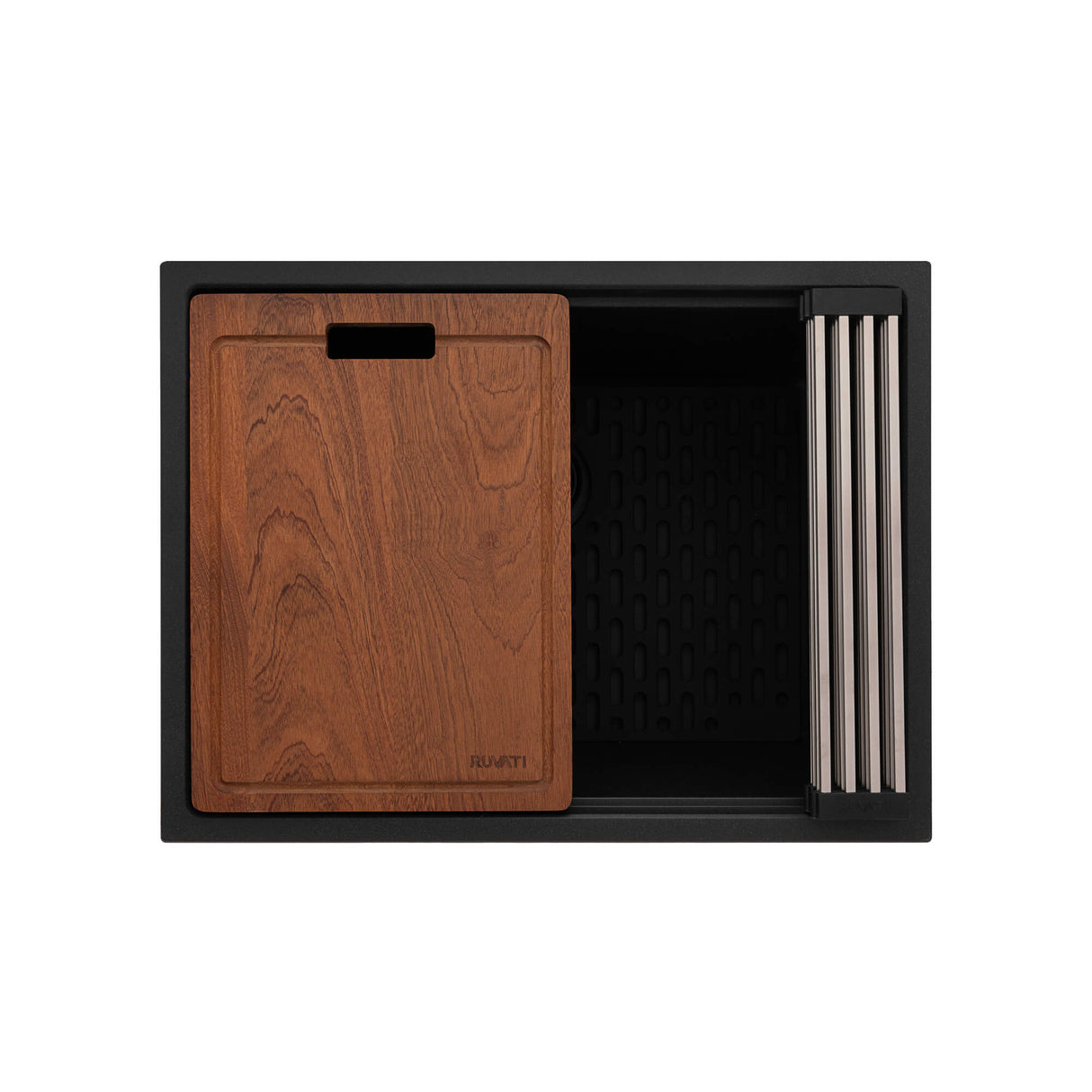 Ruvati 25-inch epiRock Workstation Charcoal Black Undermount Laundry Sink - RVG2321CK