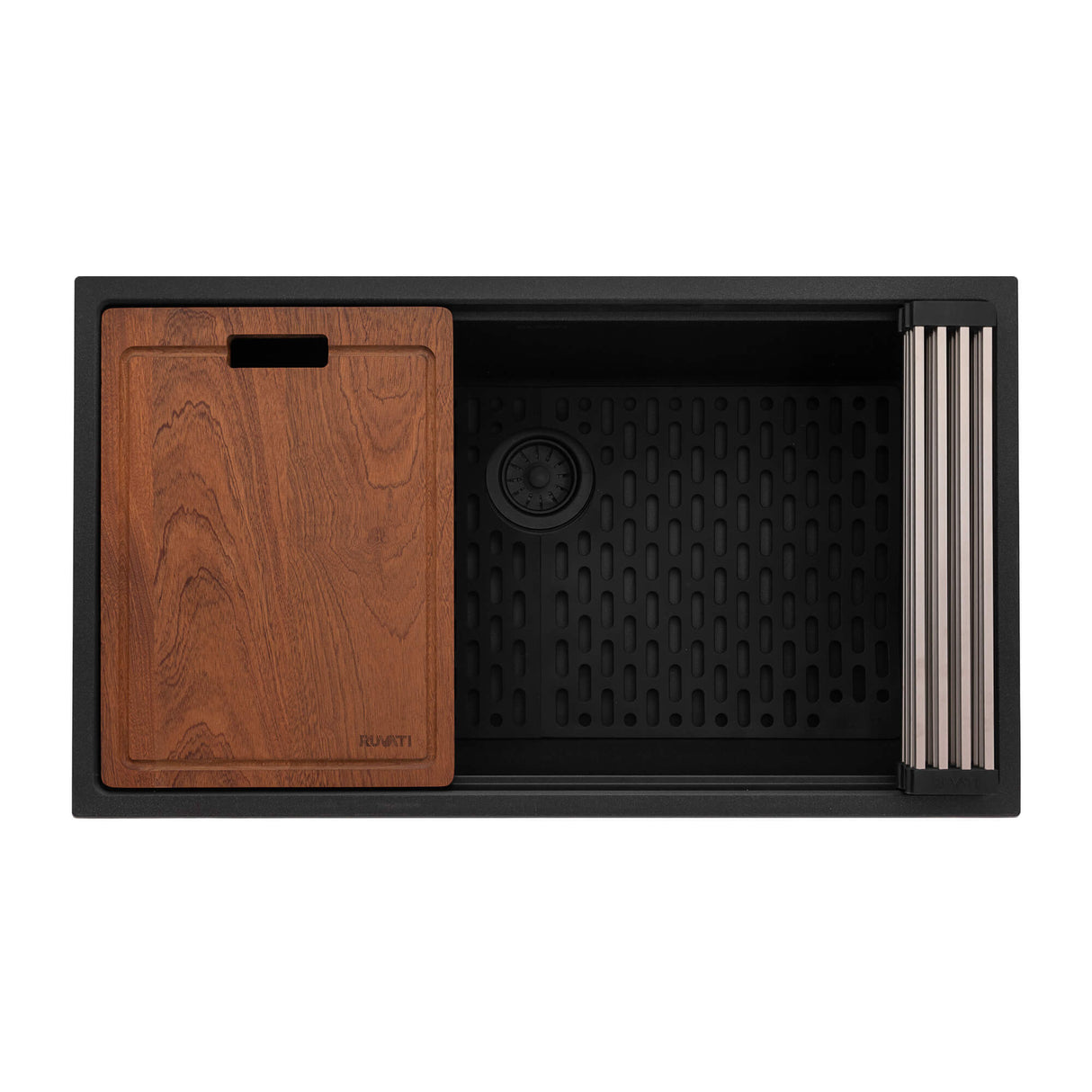 Ruvati 33-inch epiRock Workstation Charcoal Black Undermount Kitchen Sink - RVG2325CK