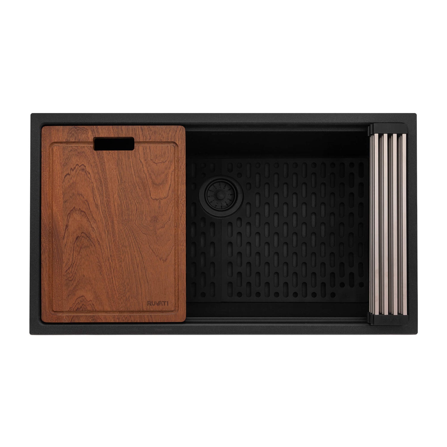 Ruvati 33-inch epiRock Workstation Charcoal Black Undermount Kitchen Sink - RVG2325CK