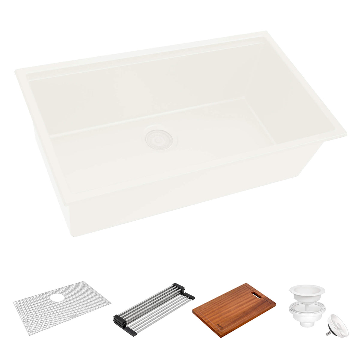 Ruvati 33-inch epiRock Workstation Warm White Undermount Kitchen Sink - RVG2325WB