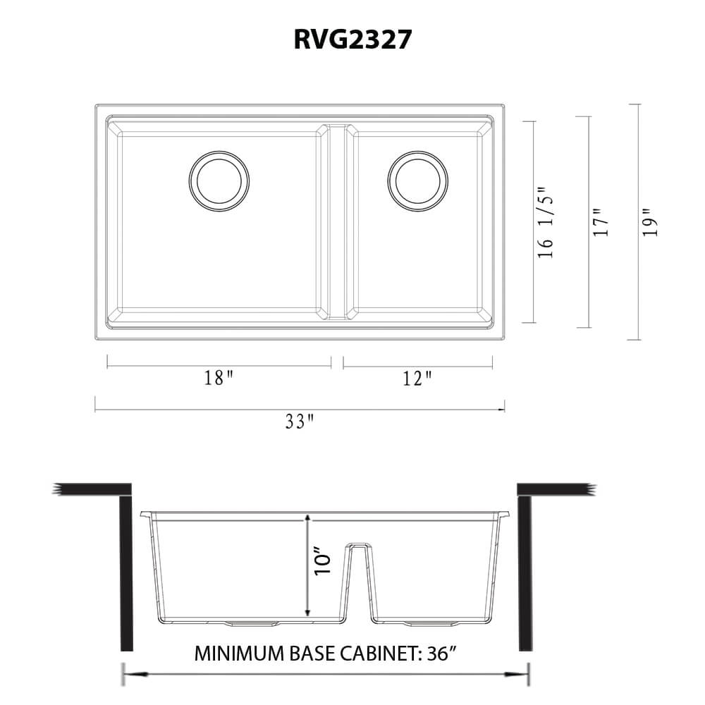 Ruvati 33-inch epiRock Workstation Warm White Double Bowl Undermount Kitchen Sink - RVG2327WB