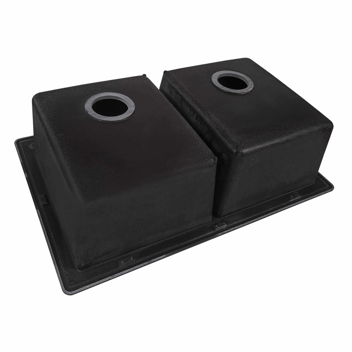 Ruvati 32 x 19 inch Granite Composite Undermount Double Bowl Kitchen Sink - Midnight Black - RVG2388BK