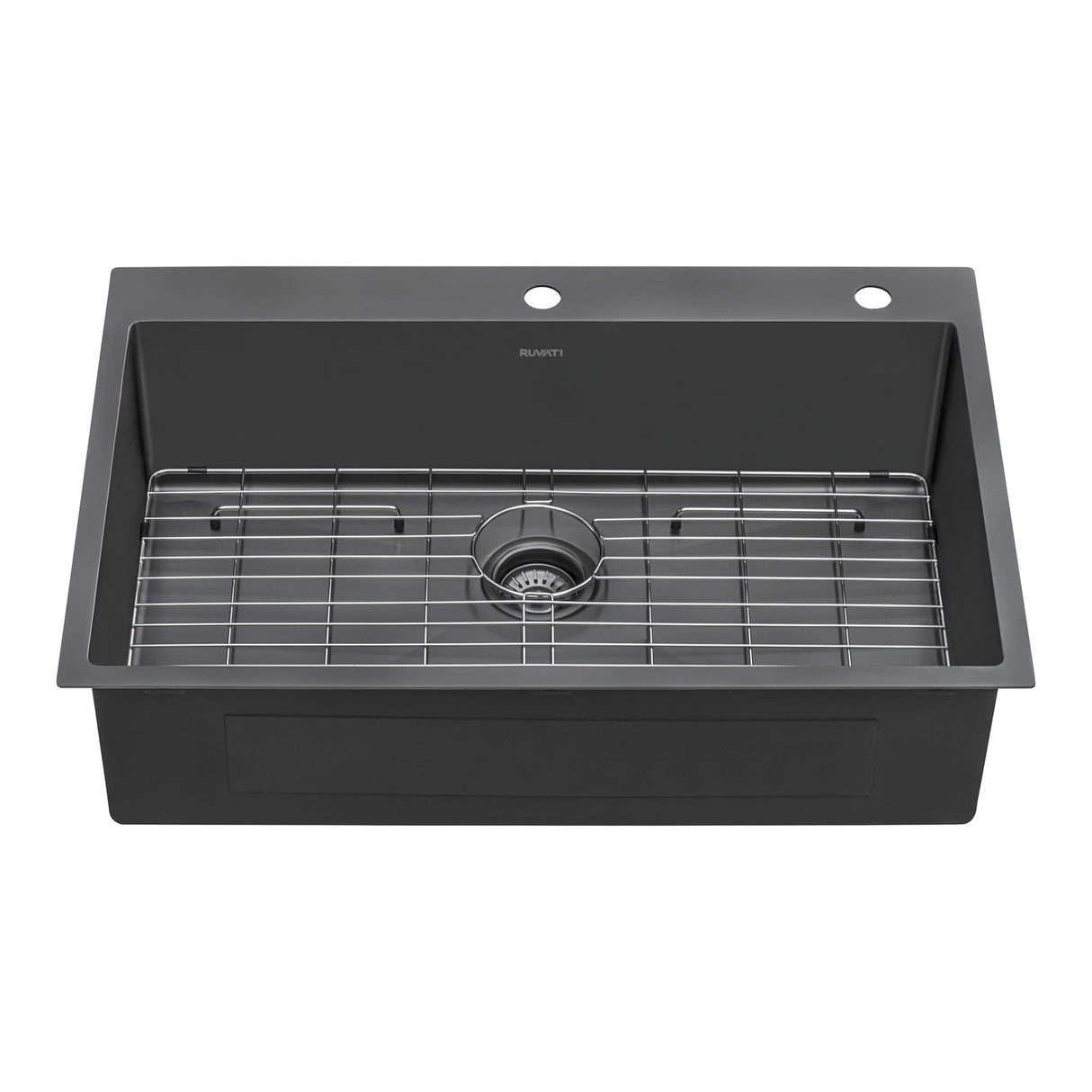 Ruvati 33 x 22 inch Gunmetal Black Stainless Steel Drop-in Topmount Kitchen Sink 16 Gauge Single Bowl - RVH5005BL