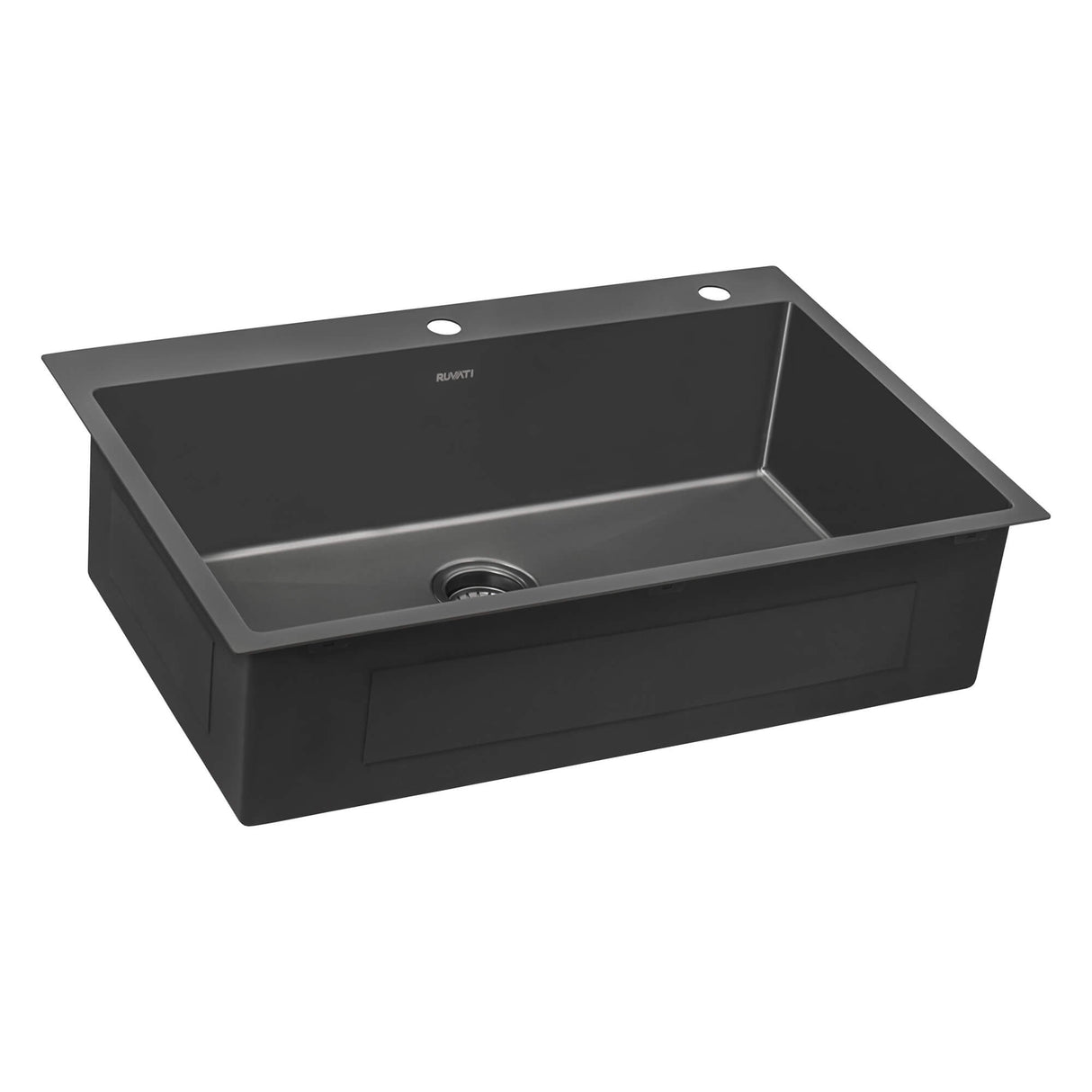 Ruvati 33 x 22 inch Gunmetal Black Stainless Steel Drop-in Topmount Kitchen Sink 16 Gauge Single Bowl - RVH5005BL