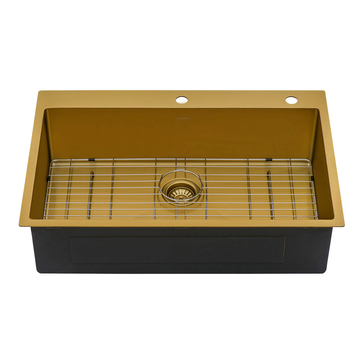 Ruvati 33 x 22 inch Satin Brass Matte Gold Stainless Steel Drop-in Topmount Kitchen Sink Single Bowl - RVH5005GG